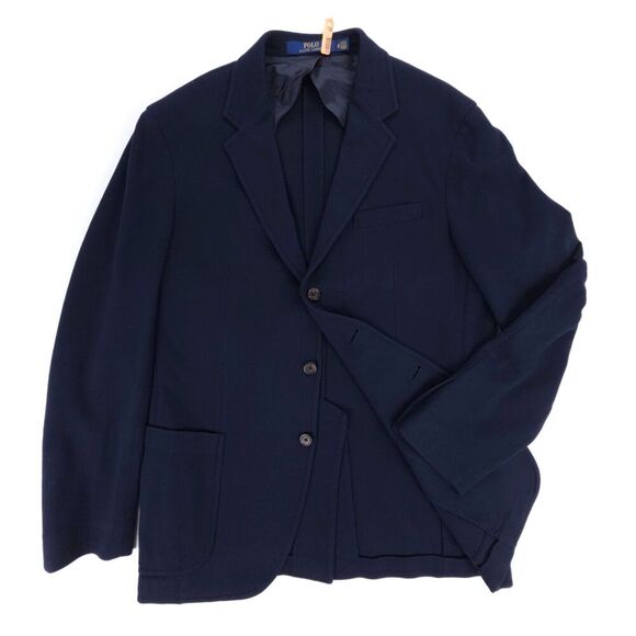 POLO Ralph Lauren Unlined Knit Blazer Jacket Navy Blue Old Money Quiet Luxury 42 - Picture 1 of 11